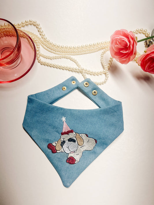 Party Lamb Embroidery Denim Dog Bandana
