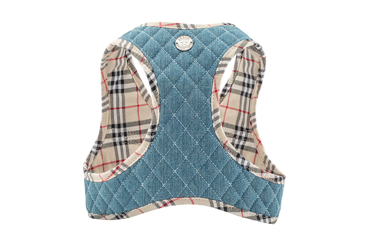 Step-In Denim Harness - Beige Plaid