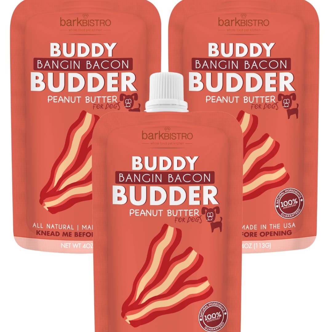 Paquetes exprimibles de mantequilla de maní para perros Budder con sabor mixto, 4 oz