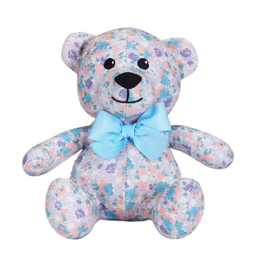 3 Colors, 6" Made Well Floral Print Bear Dog Toy: Light Blue / 6"