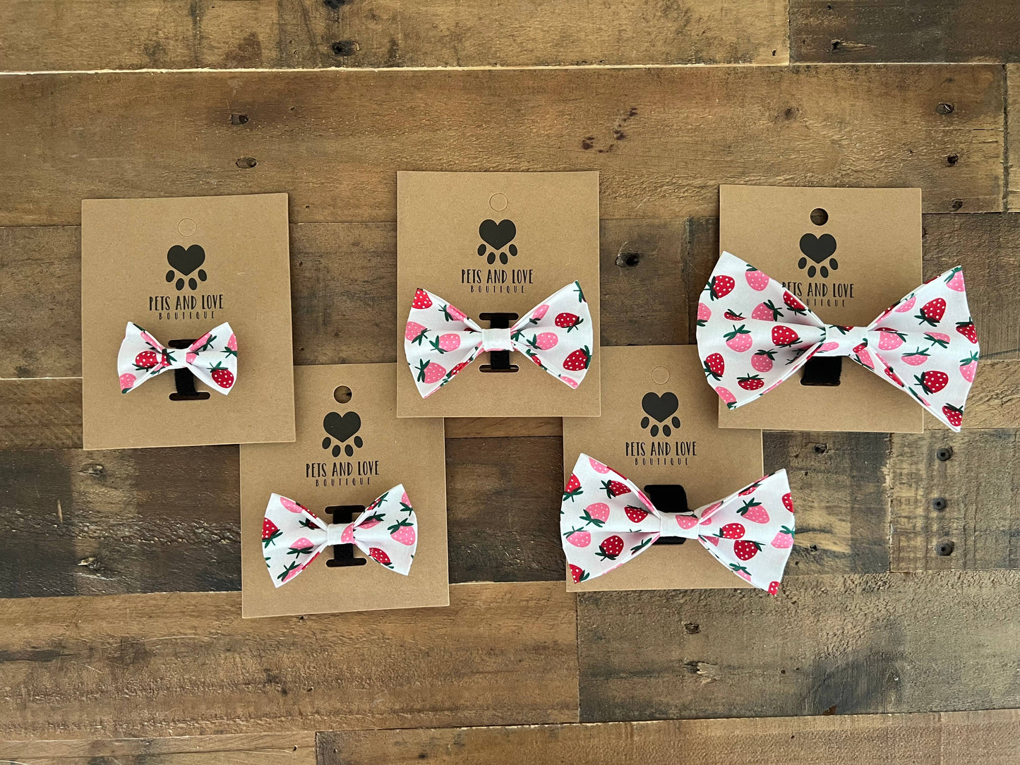 Strawberries Dog Collar Bow