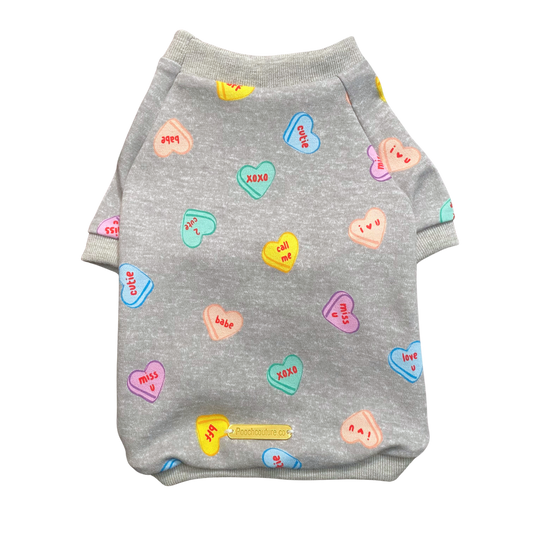 Grey Candy Hearts Dog Shirt