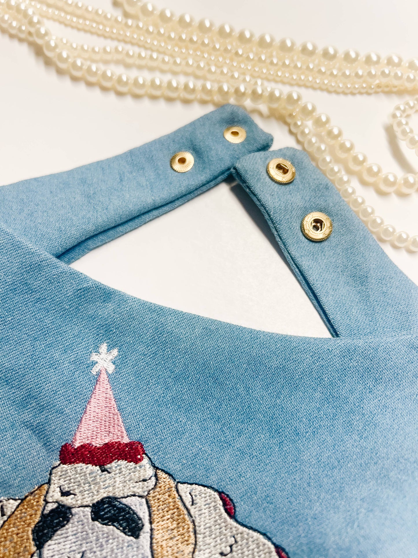 Party Lamb Embroidery Denim Dog Bandana