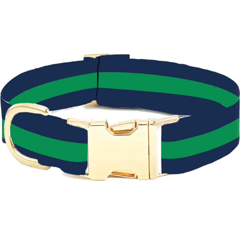 Camden Blue and Green Striped Dog Collar