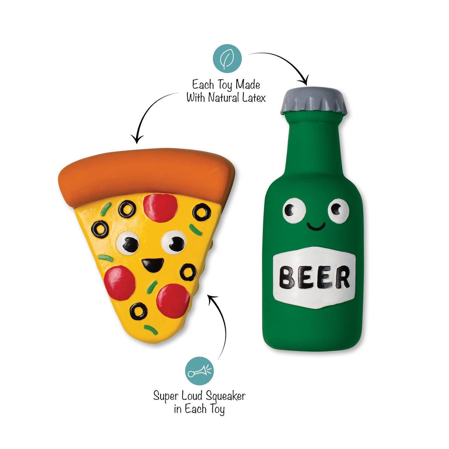 In Pizza We Crust Latex Dog Toys Set of 2