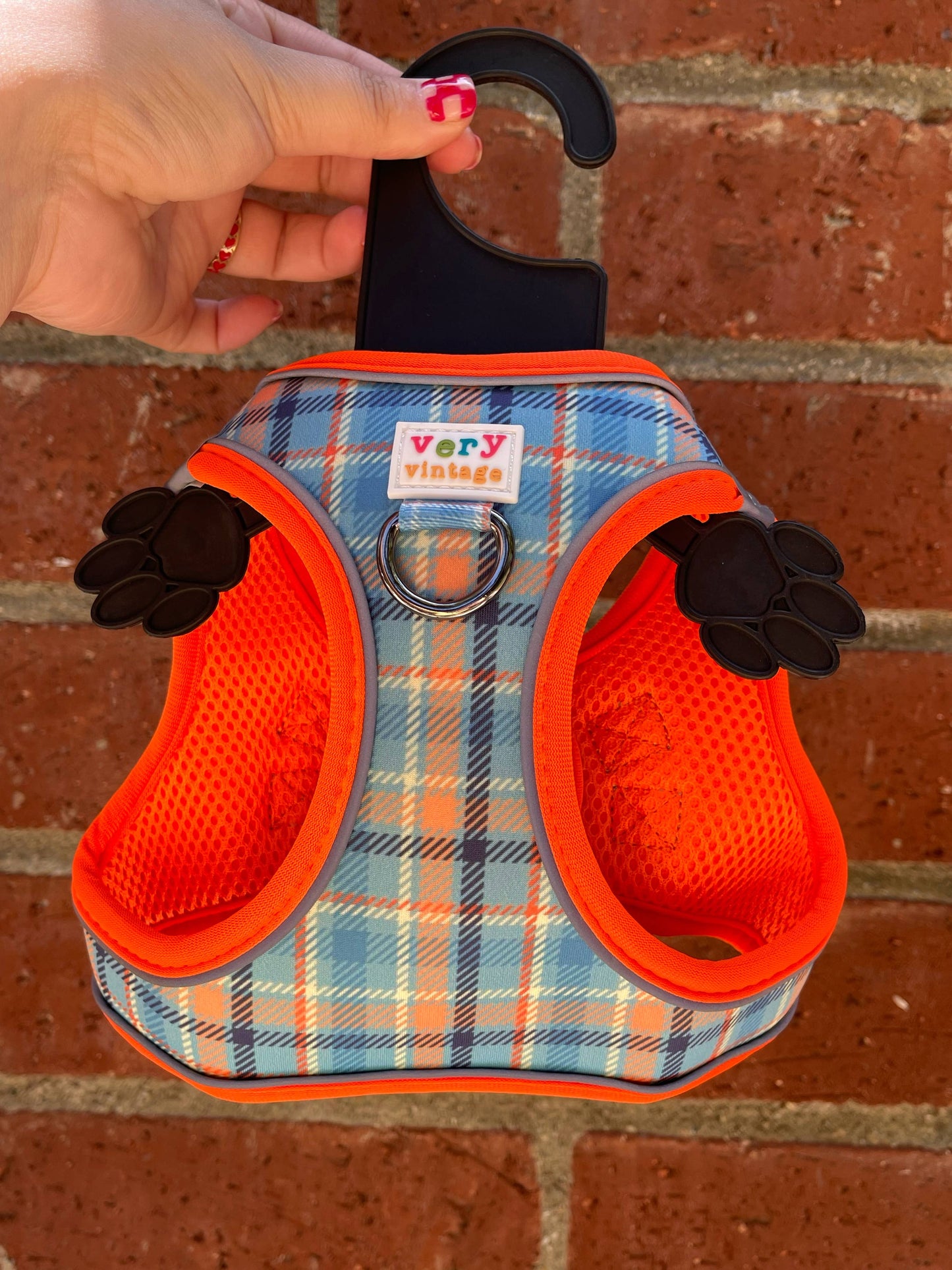 Murphy Blue & Orange Plaid Dog Harness Vest