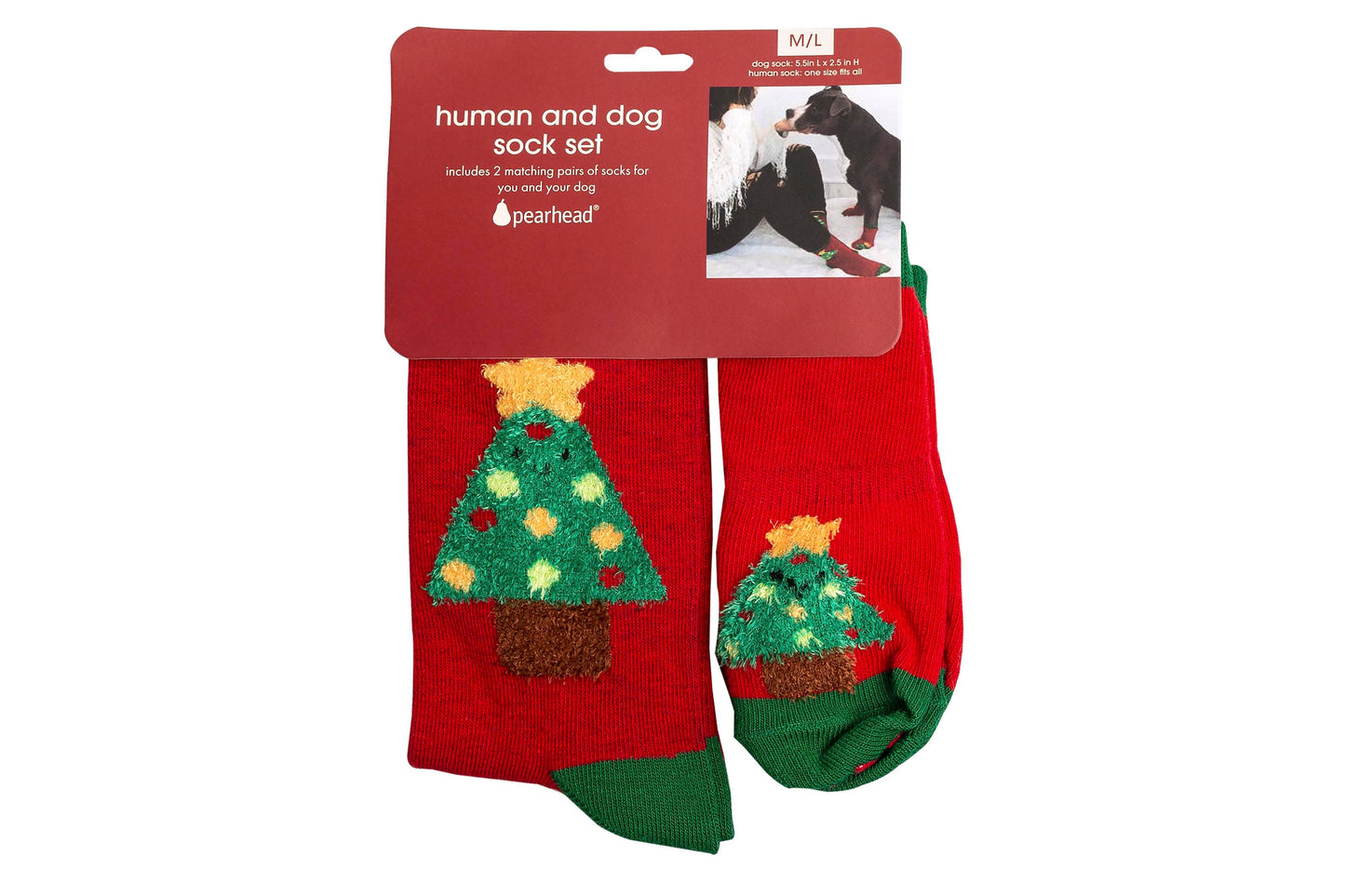 Human and Dog Matching Christmas Sock Set - Christmas Tree