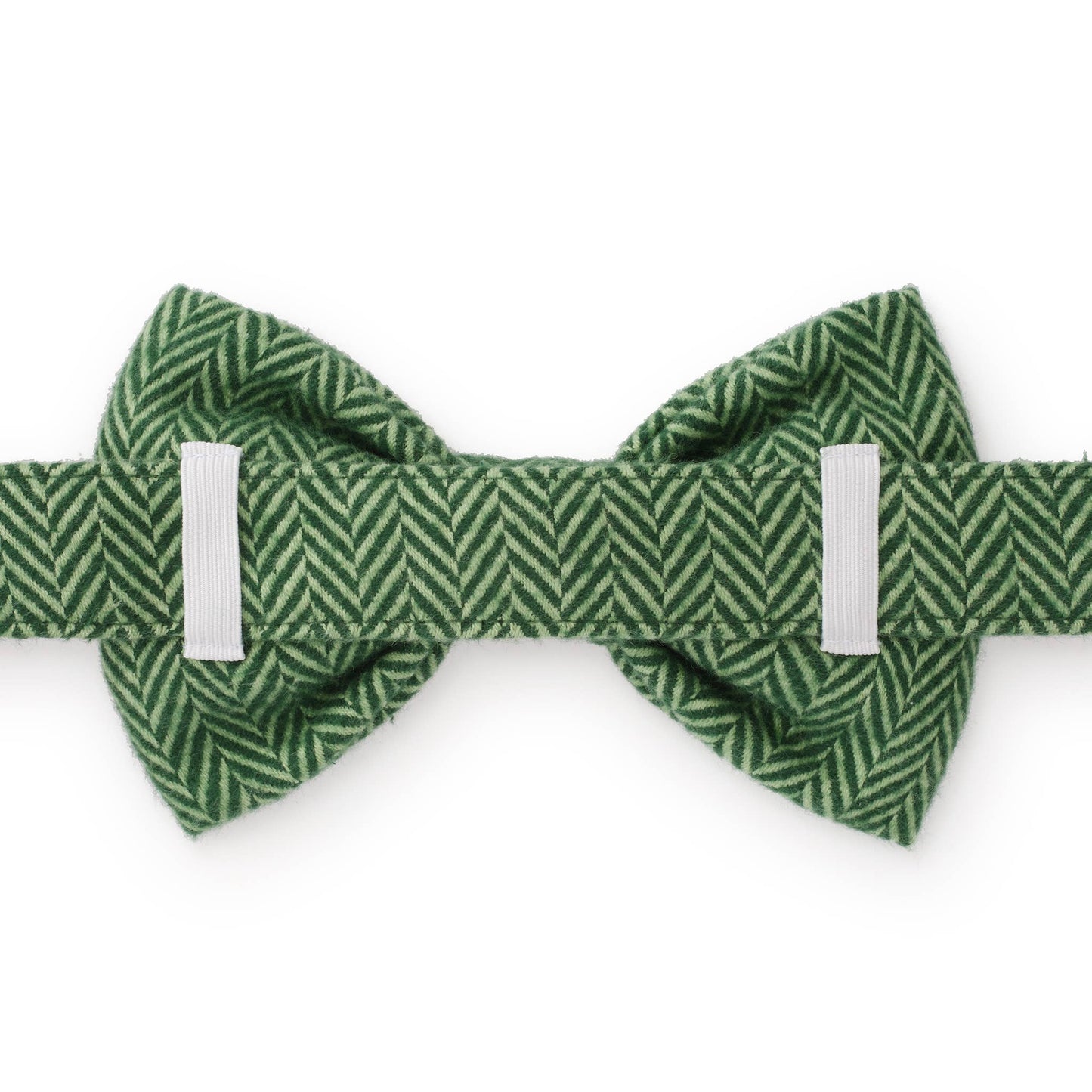 Green Herringbone Flannel Holiday Dog Bow Tie