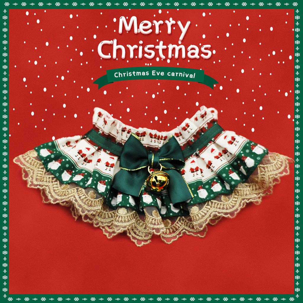Christmas Gingerbread Knitted Dog Collar Adjustable
