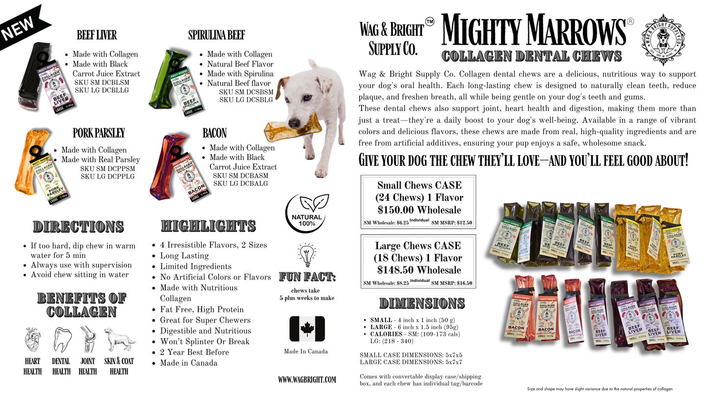 Mighty Marrows Collagen Dental Chew - Bacon Small