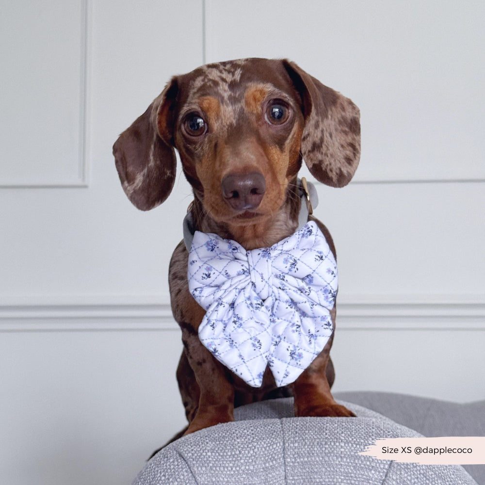 Quilted Ditsy Floral Periwinkle Sailor Bow