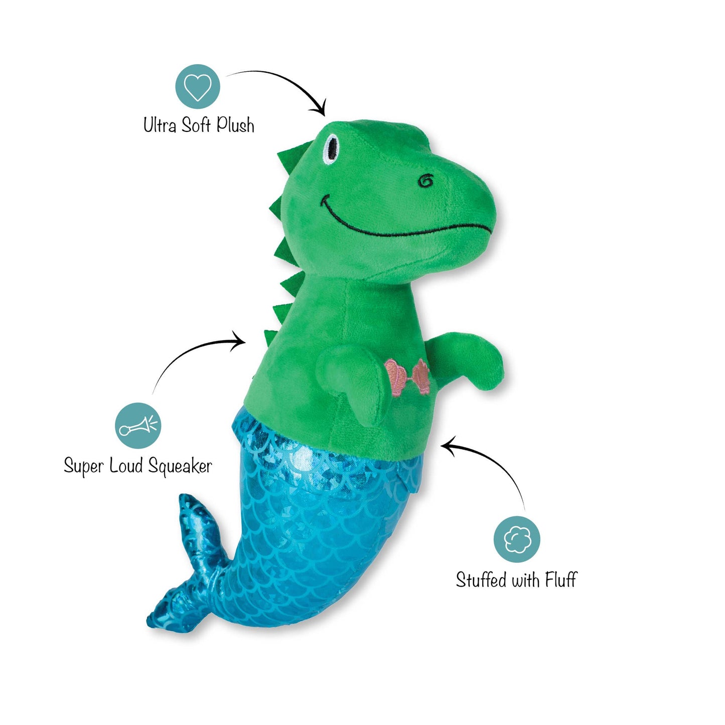 Mermaid Rex Plush Dog Toy