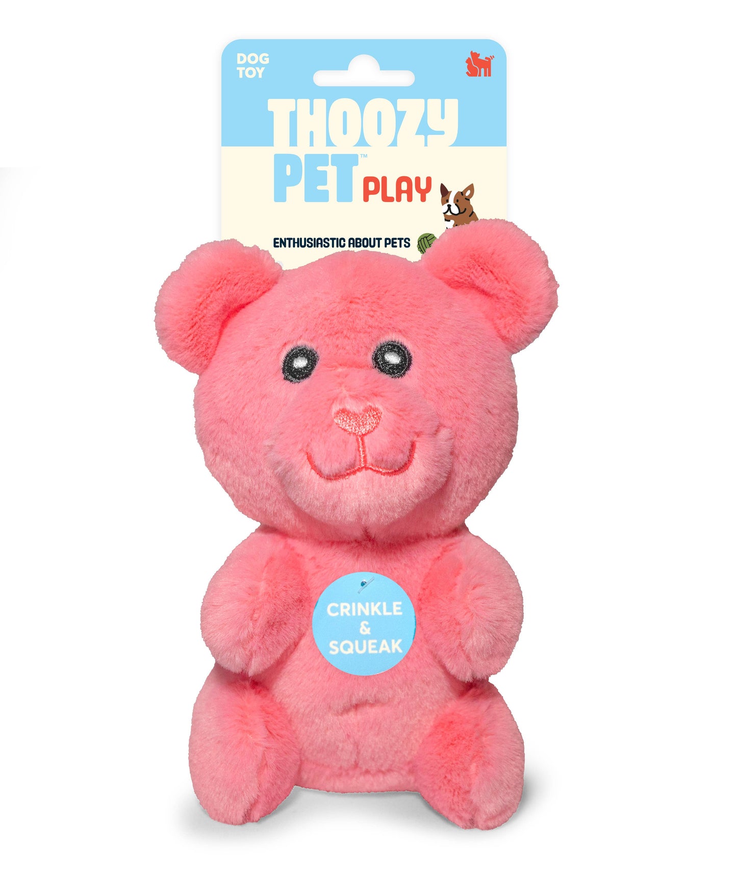 ThoozyPet Gummy Bear Plush Dog Toy Pink