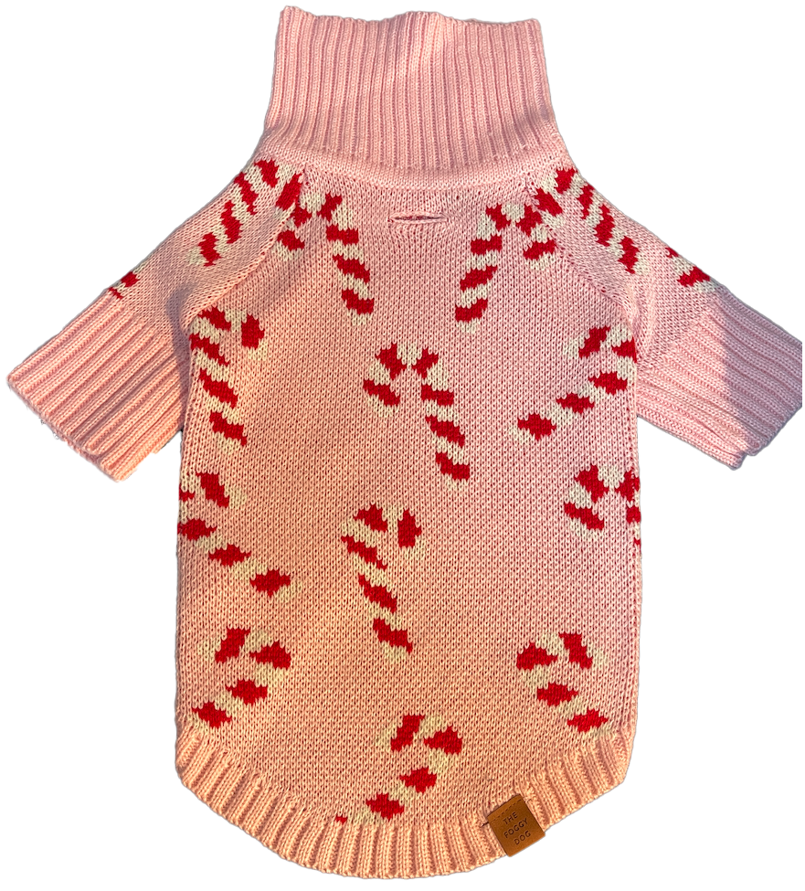 Pink Candy Canes Dog Sweater