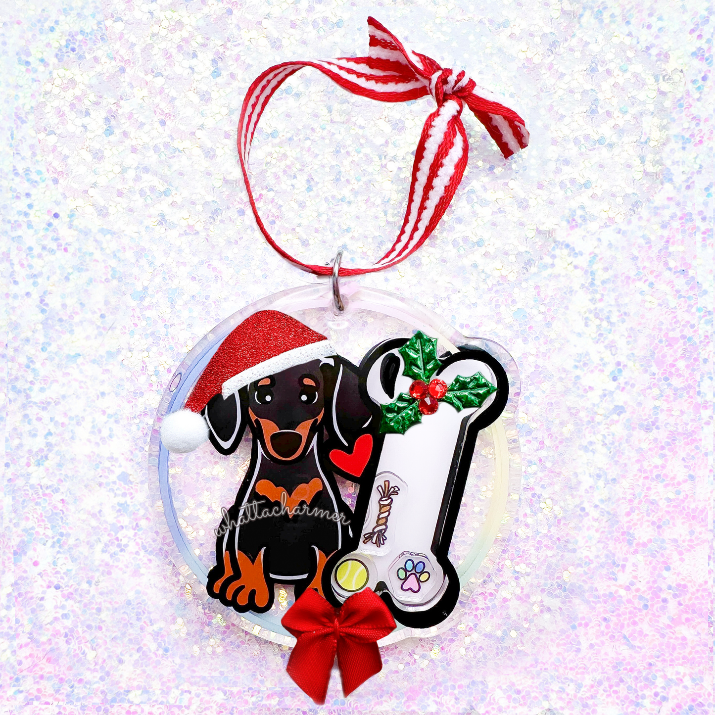 Dachshund Christmas Ornament, Shorthaired Black and Tan