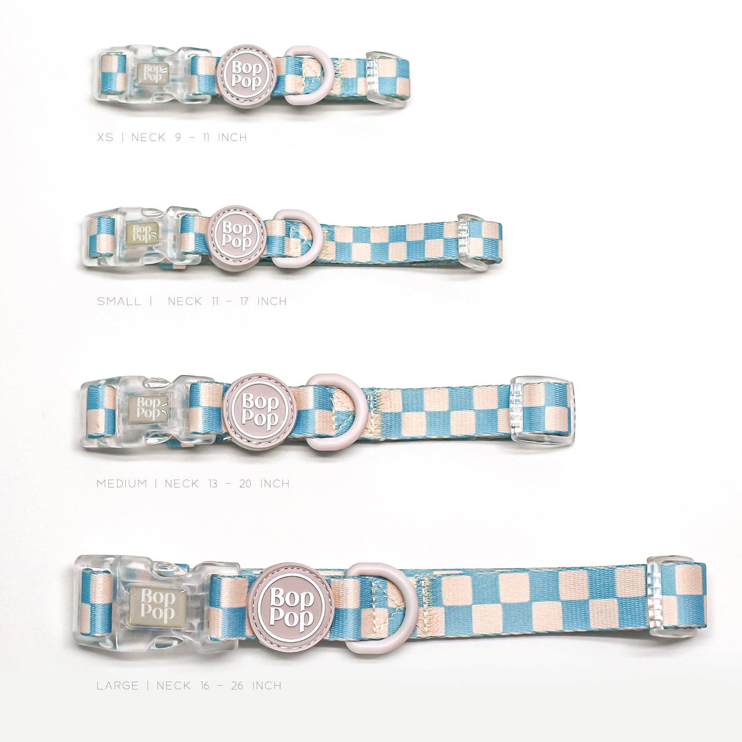 Checkerboard Dog Collar in Slate Blue