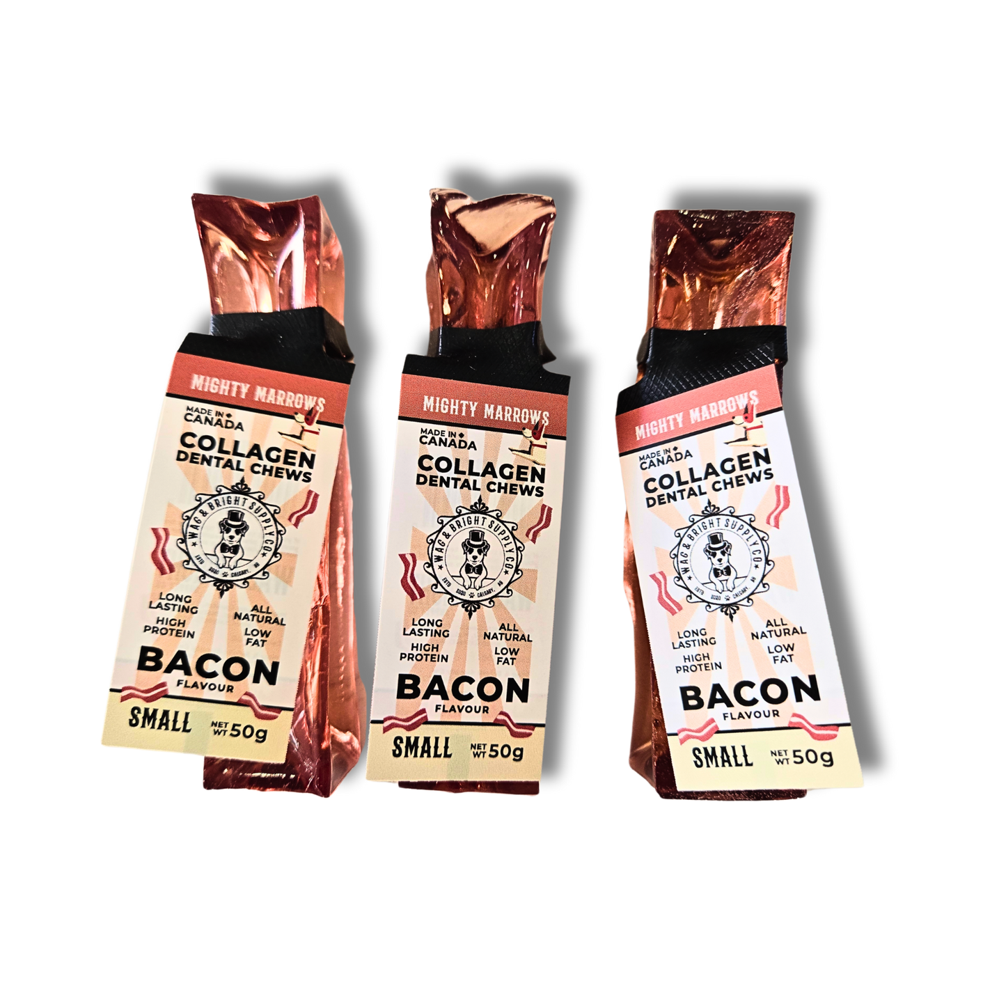 Mighty Marrows Collagen Dental Chew - Bacon Small