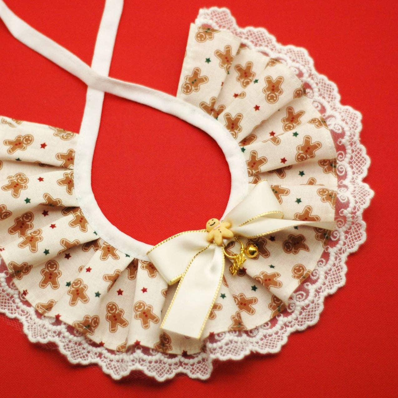 Christmas Gingerbread Knitted Dog Collar Adjustable