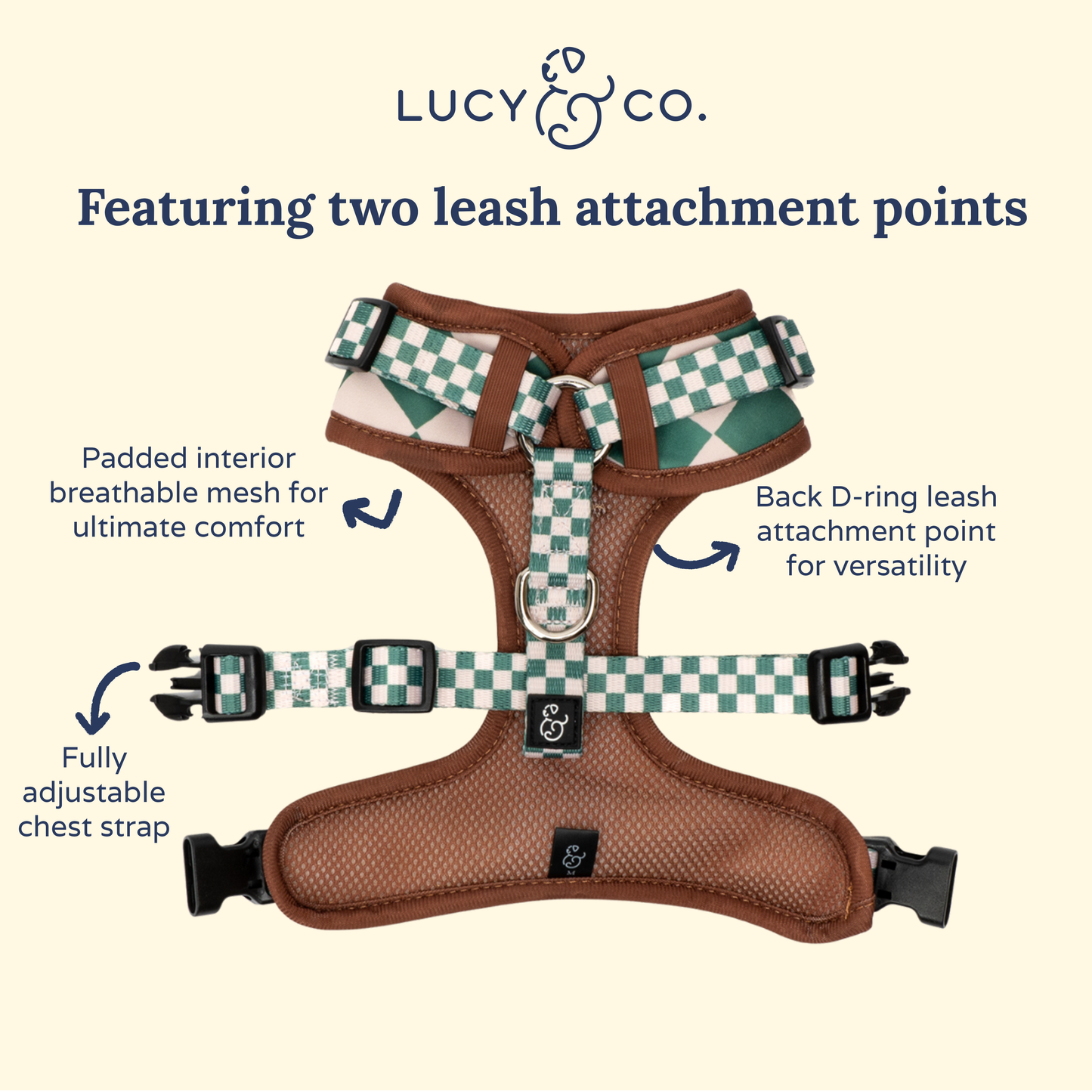 You're a Square Green Checker No-Pull Dog Harness