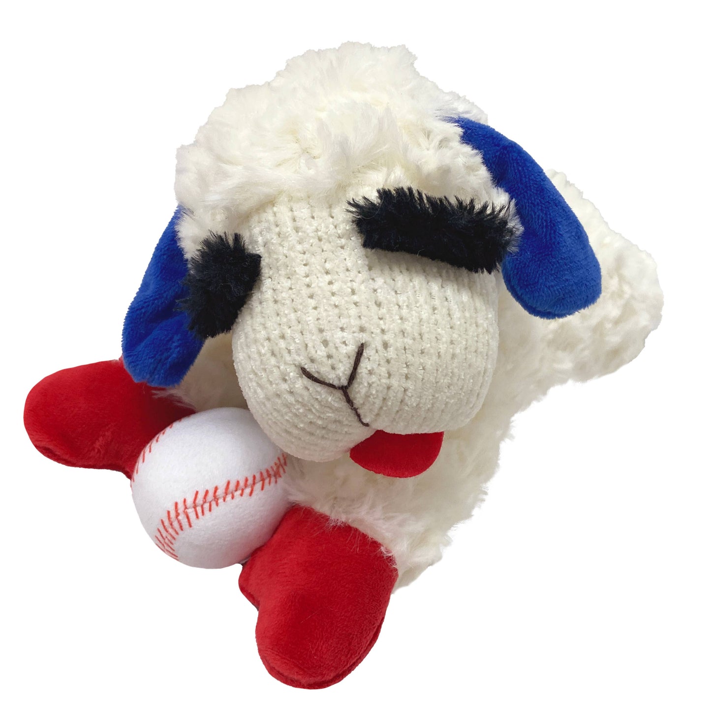 Baseball Lamb Chop Plush Dog Toy 10.5"
