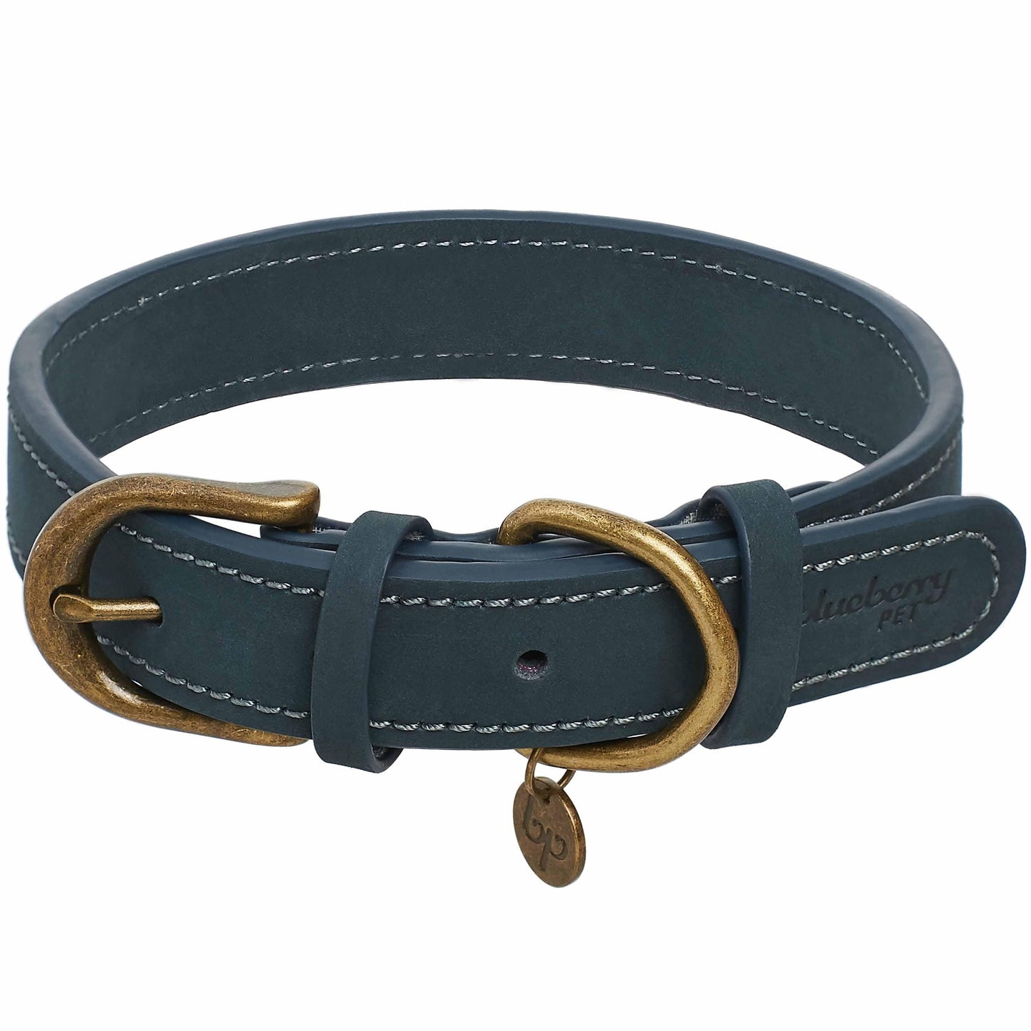 Full Grain Leather Dog Collar - Navy Blue