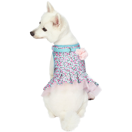 Floral Print Dog Harness Dress