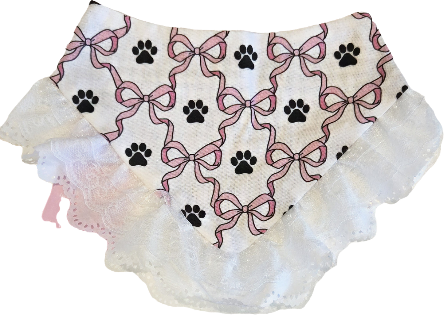 Pink Bows and Paws Reversible Dog Bandana