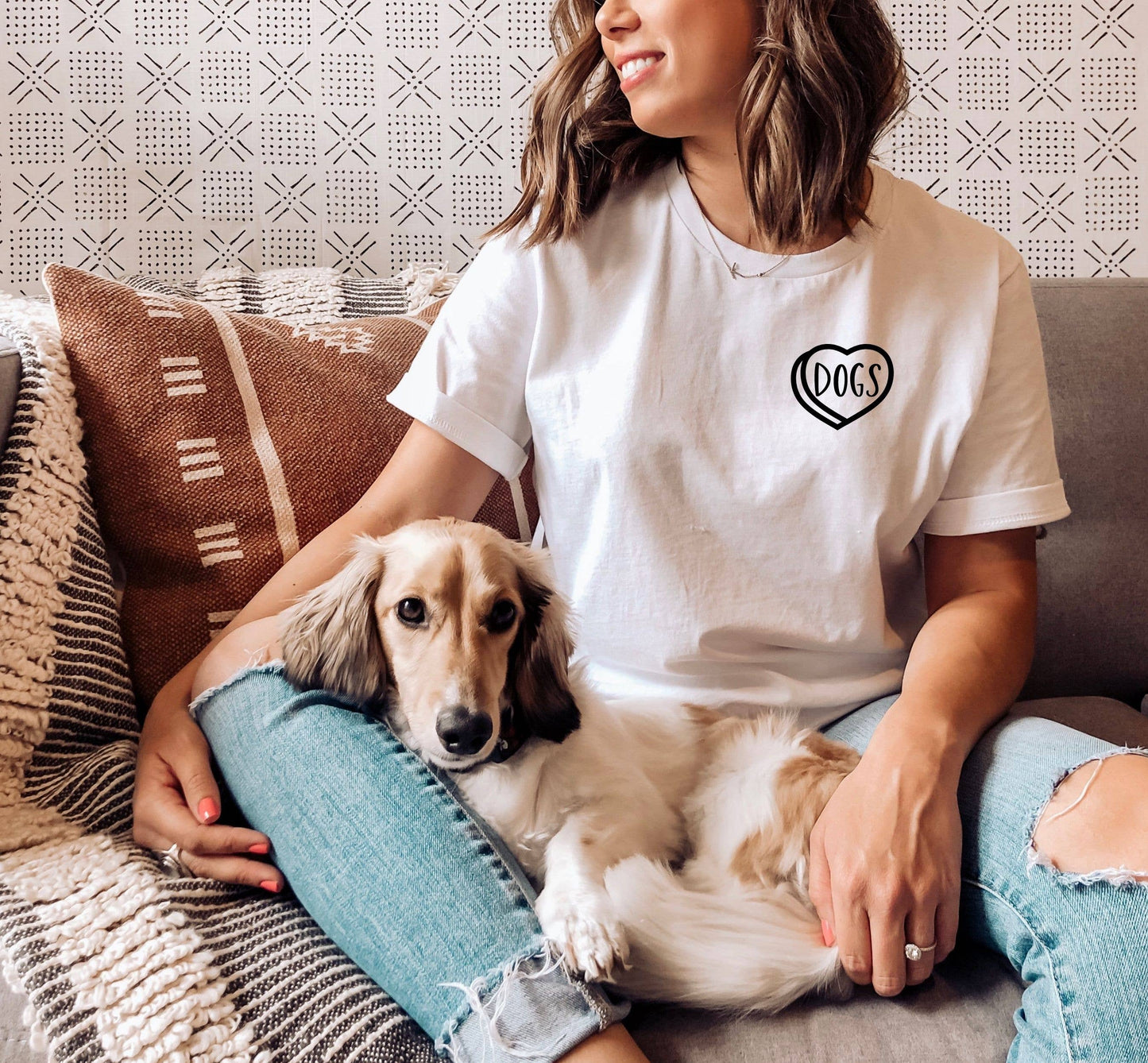 Dog Candy Heart Crewneck Dog Lover T-shirt