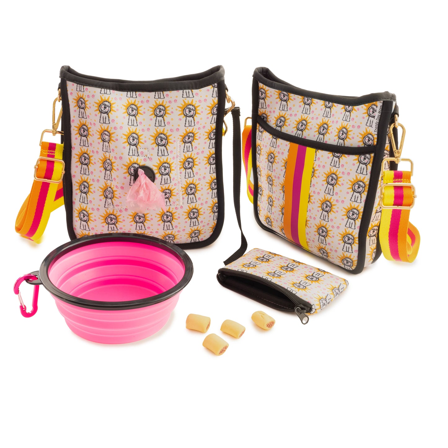 Juego de bolsos tipo mensajero para pasear perros Goldendoodle "The Golden One"