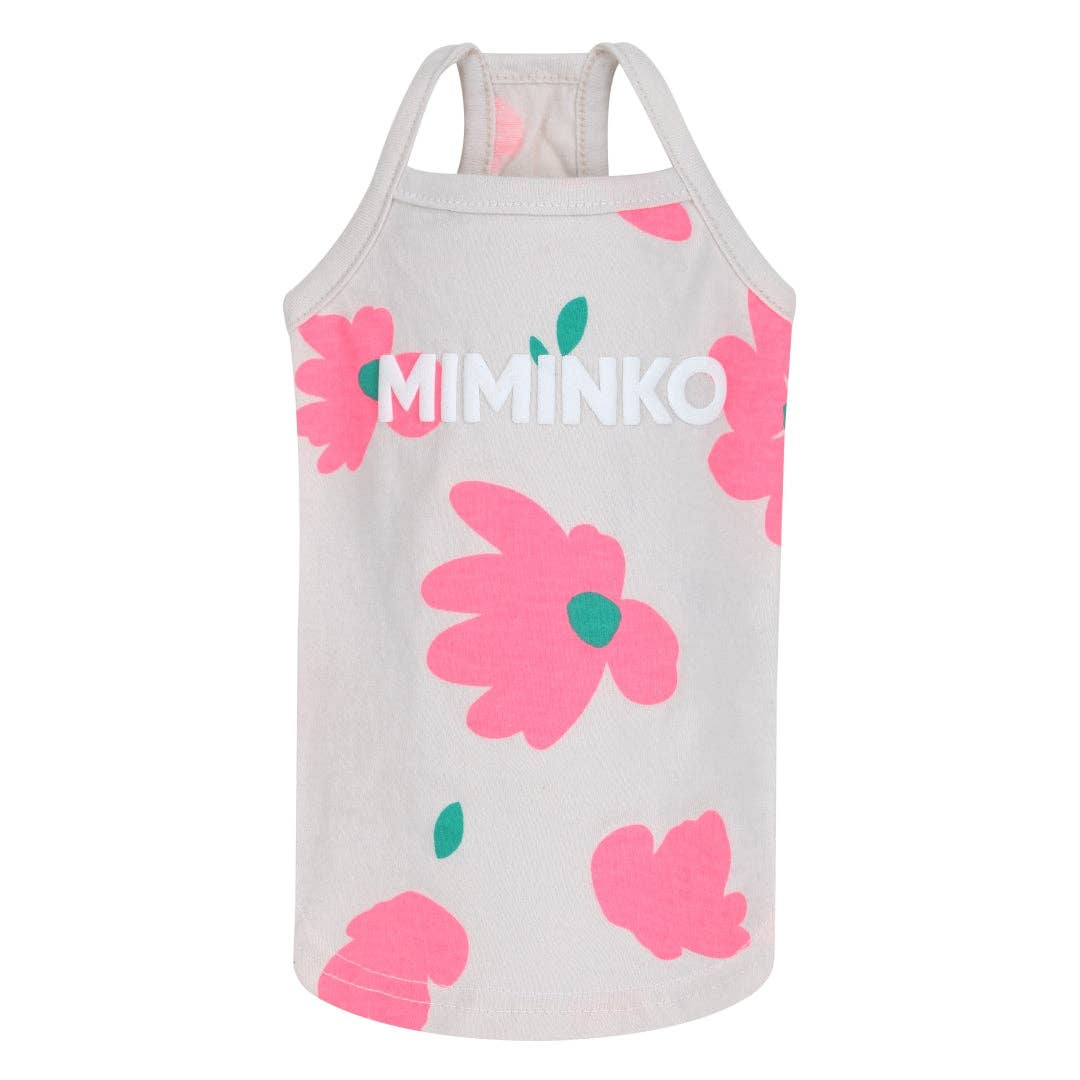 Camiseta sin mangas con estampado floral de perro