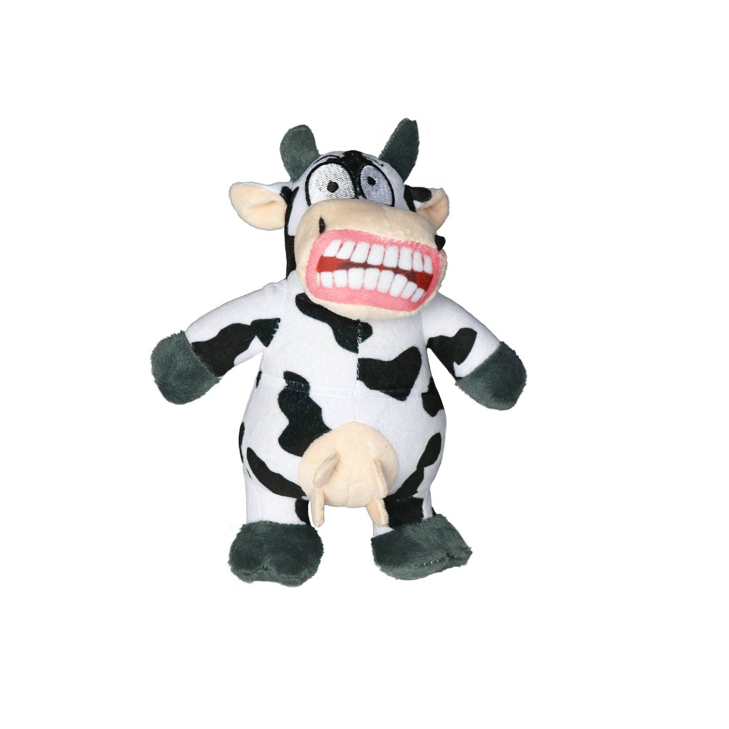 Juguete de peluche para perros que chirría con forma de vaca loca Angry Animals de Mighty Jr.