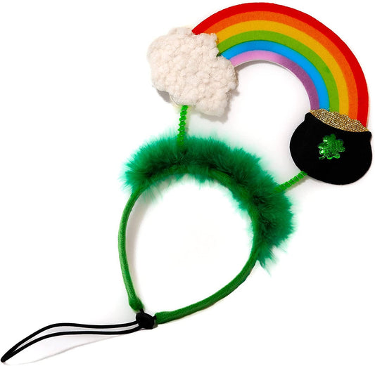 St. Patrick's Rainbow Pot of Gold Dog Headband