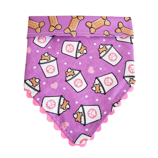 Pañuelo reversible para collar de perro Purple Pup Cups