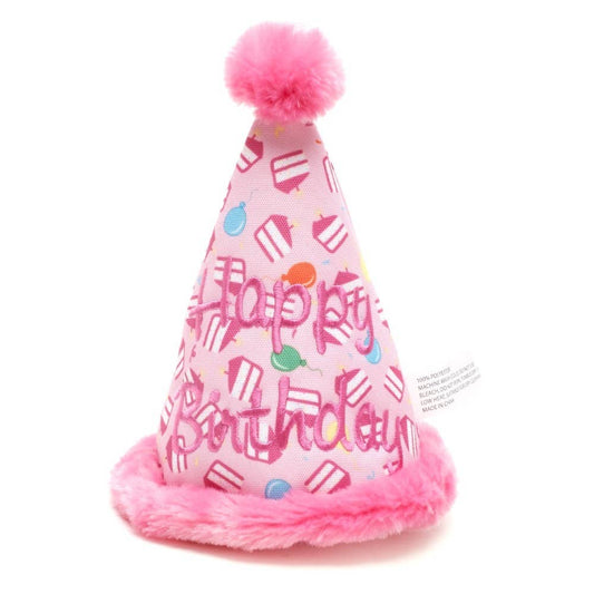 Birthday Hat Dog Toy - Pink