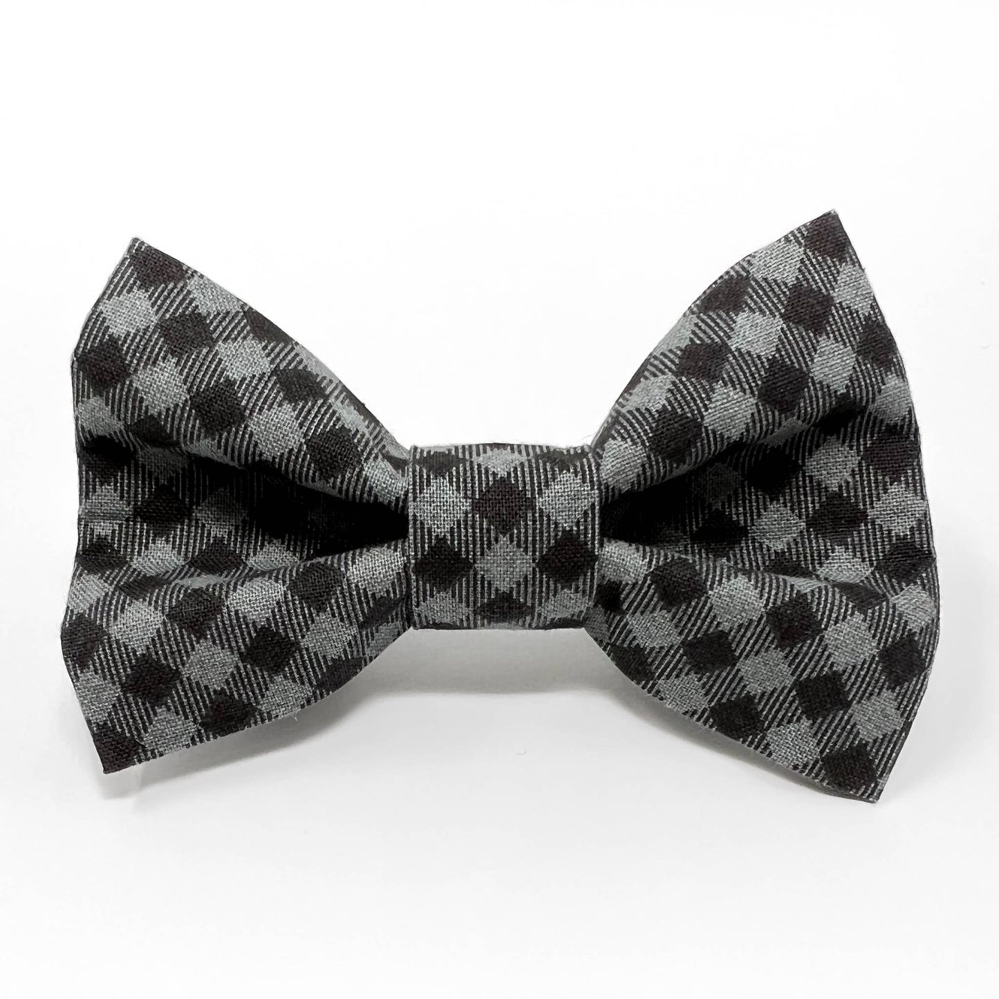 Gray and Black Check Dog Bow Tie