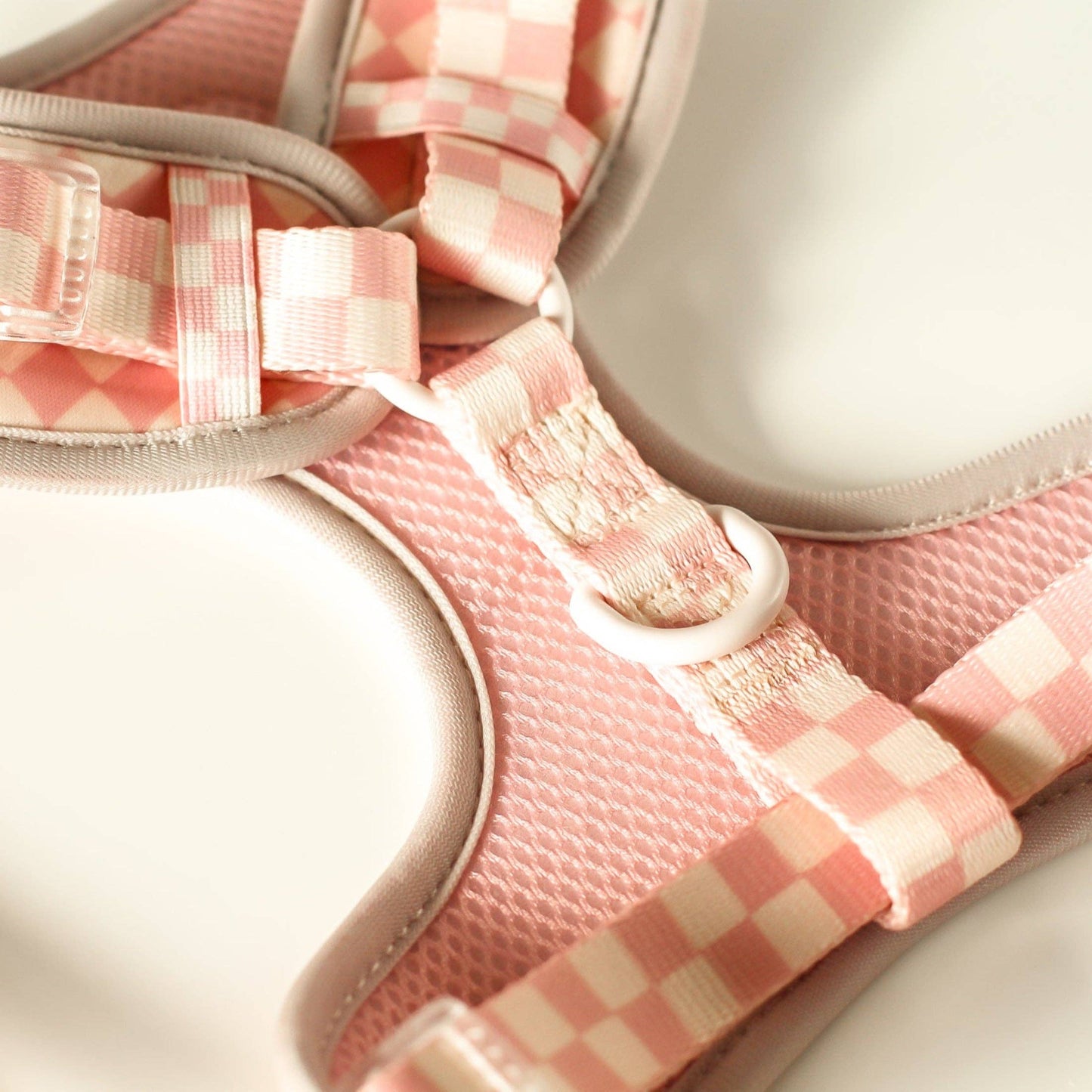 Checkerboard Dog Harness in Light Pink
