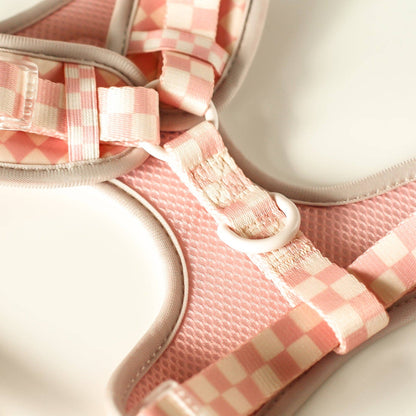 Checkerboard Dog Harness in Light Pink