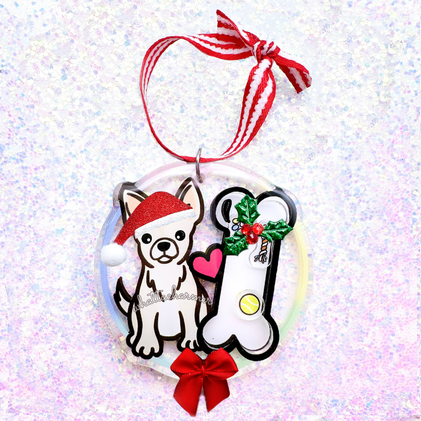 Chihuahua Christmas Ornament, White
