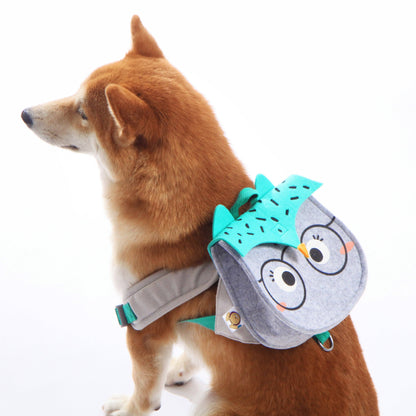 Mochila y arnés para perros con velcro y bolsillos grandes de Touchdog ® Owl Designer: tamaño pequeño