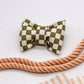Olive Checker Mini Dog Bow Tie