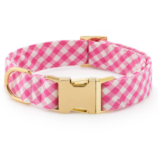 Pink Gingham Dog Collar