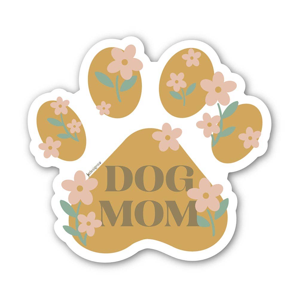Floral Dog Mom Paw Vinyl Sticker