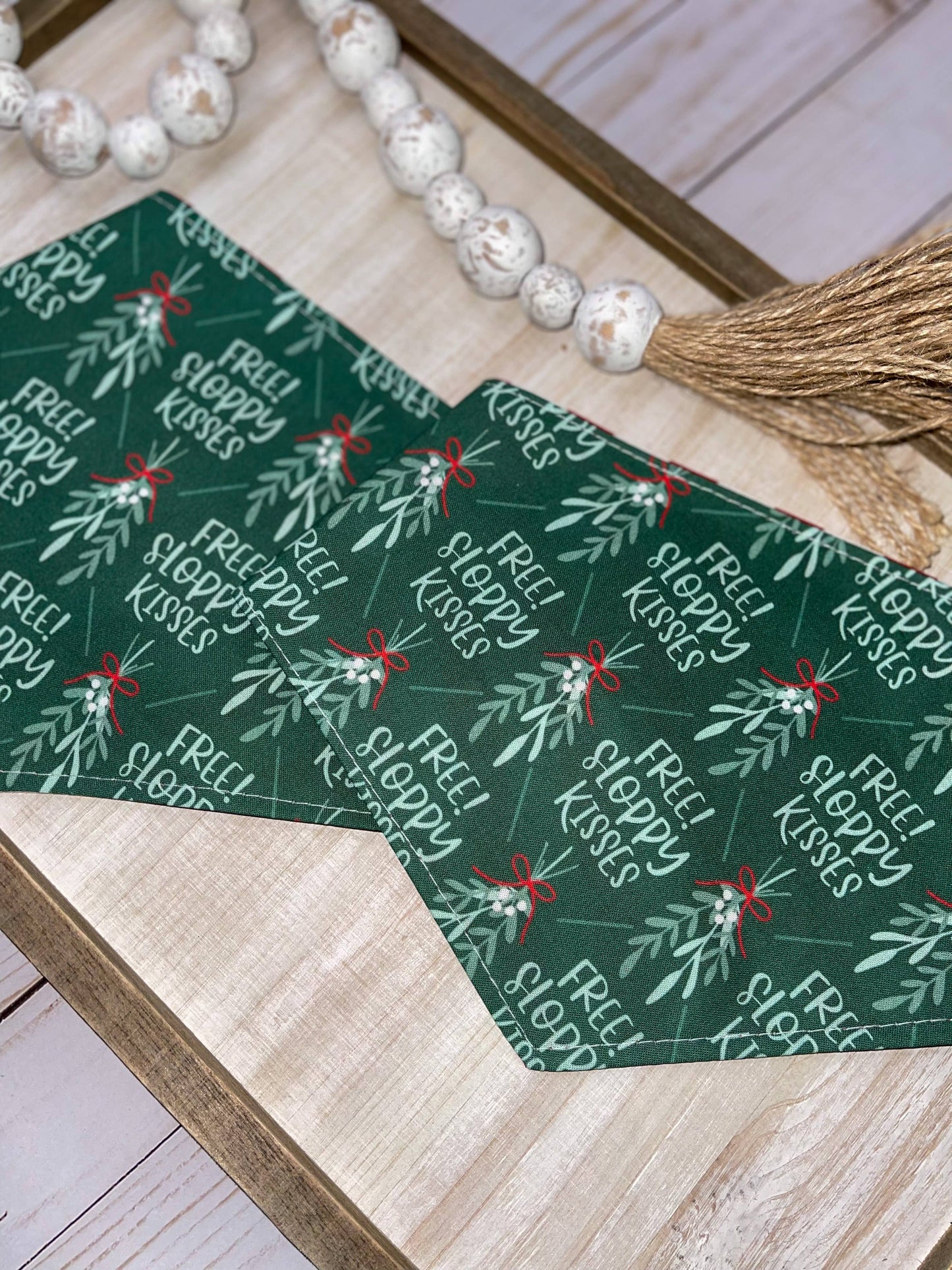 Free Sloppy Kisses Reversible Christmas Dog Bandana