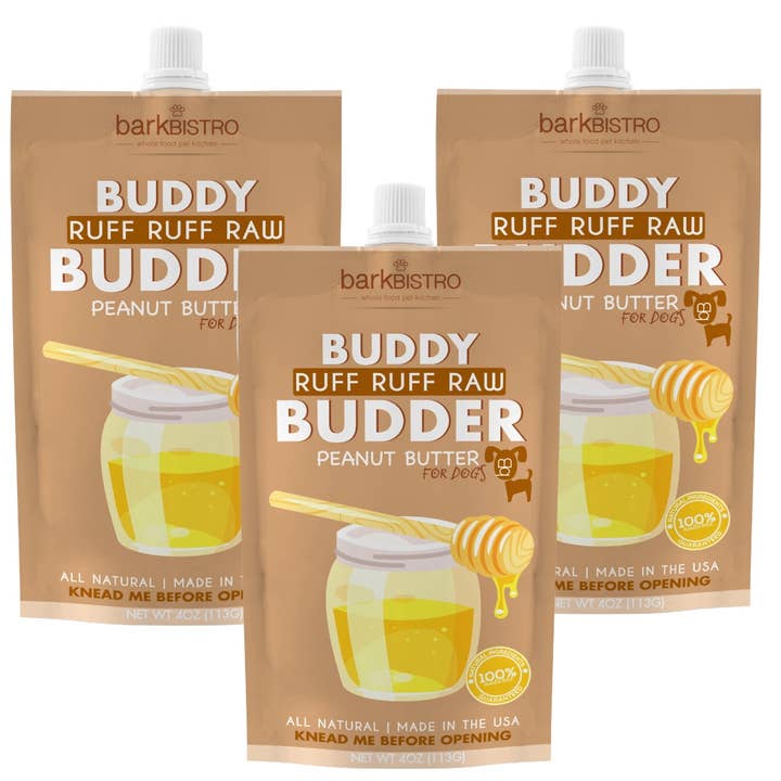 Paquetes exprimibles de mantequilla de maní para perros Budder con sabor mixto, 4 oz