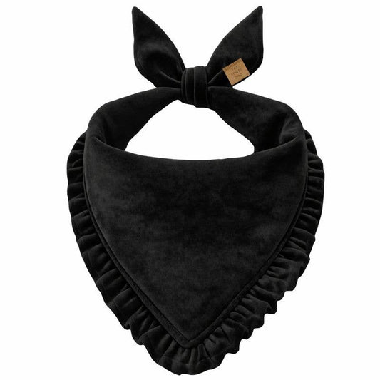 Black Velvet Ruffled Dog Bandana