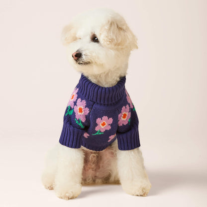 Purple Posies Dog Sweater