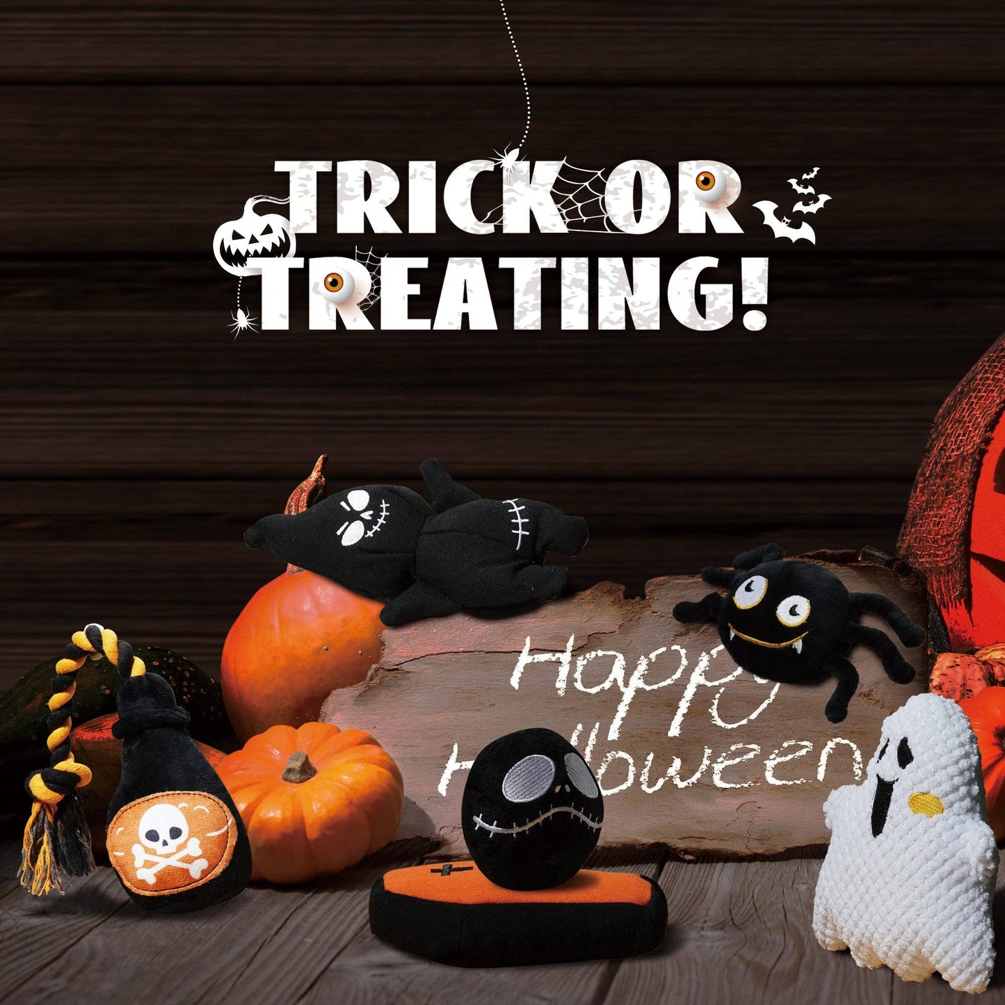 Nocciola Halloween Dog Squeaky Toys for Aggressive Chewers