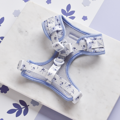 Quilted Ditsy Floral Periwinkle Adjustable Harness