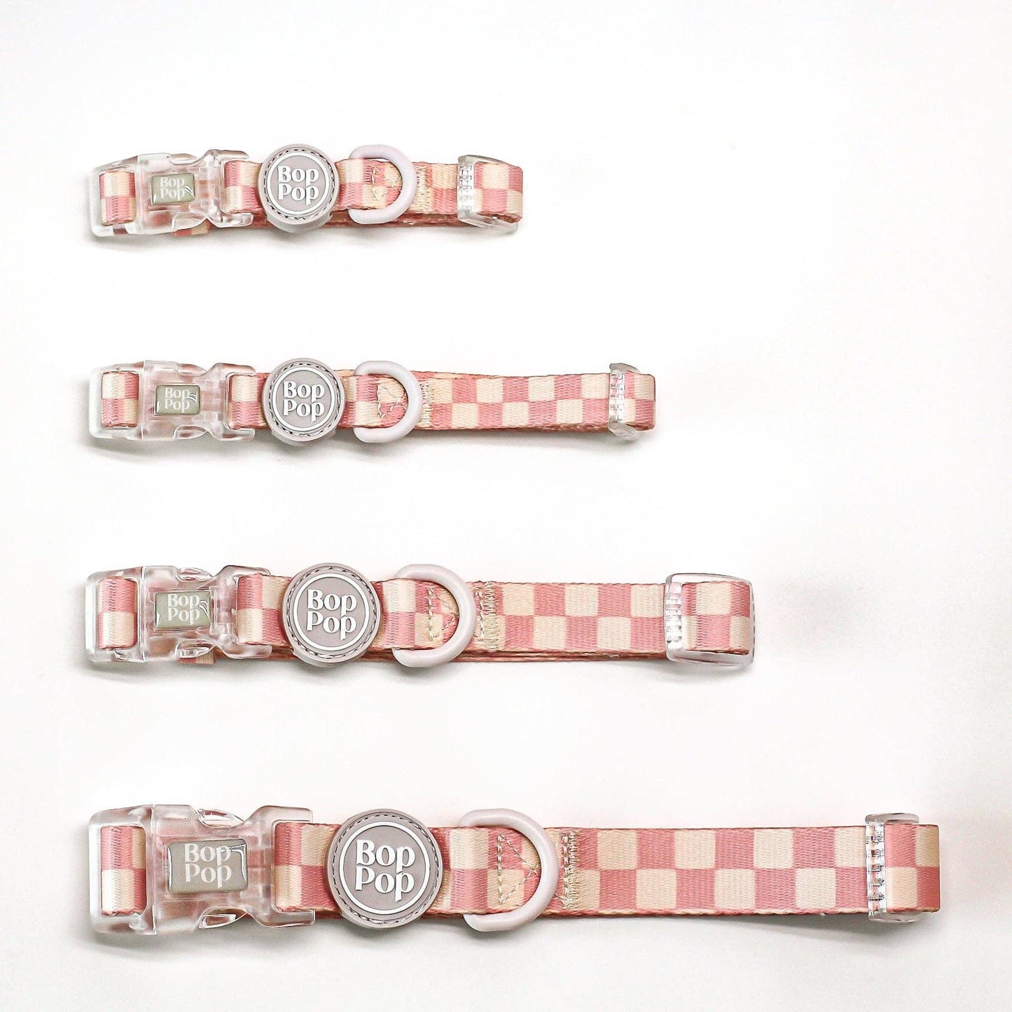 Checkerboard Dog Collar in Light Pink