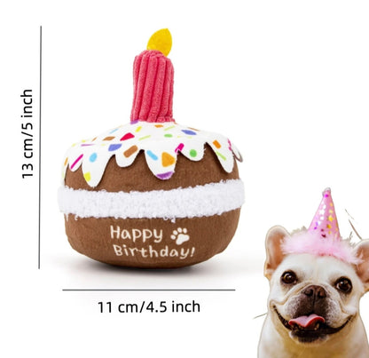 Happy Birthday Cake with Candle Dog Toy